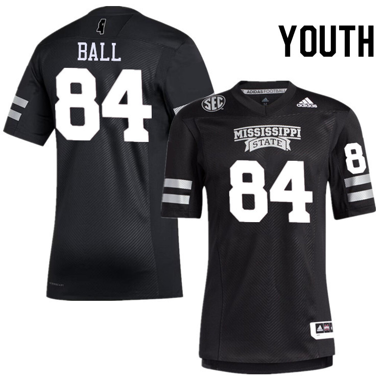 Youth #84 Justin Ball Mississippi State Bulldogs College Football Jerseys Stitched-Black